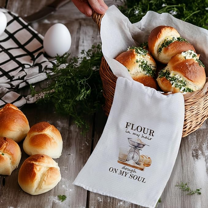 Baker Gifts Kitchen Towels, Gifts for Baking Lovers Decorative Hand Dish Towel for Kitchen, Rustic Farmhouse Tea Towels for Baking Sourdough, 16x24 Inch Set of 2