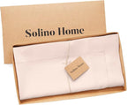 Solino Home Pink Linen Tablecloth 52 x 52 Inch - 100% Pure Linen Square Table Throw - Classic Hemstitch, Machine Washable Table Cloth for Summer, Halloween