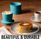 Zulay Kitchen Porcelain Butter Crock With Lid & Knife - Authentic French Butter Dish For Fresh & Spreadable Butter - Turqoise