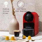 Mixpresso Espresso Machine Bundle with Nespresso Compatible Capsules, Italian Roasted Coffee and Capsule Spinning Carousel Holder - Compact Home Coffee Set, One-Touch Operation