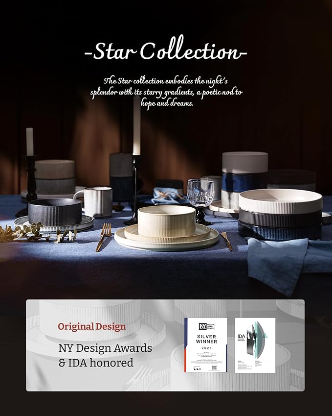 famiware Star Espresso Cups and Saucers Set of 4, [ Mini ] 3 oz Ceramic Small Coffee Mug with Handle, Ribbed Stoneware Demitasse Cup for Tea, Latte - Microwave & Dishwasher Safe - Matte Dark Charcoal