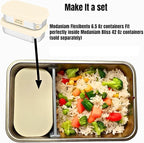 Flexibento - 2 x 6.5 oz | Leak proof | Small Stainless steel Snack Containers with Silicone lids|Dip and condiment containers | Plastic and BPA free | Metal Lunch box | Vanilla (set of 2)