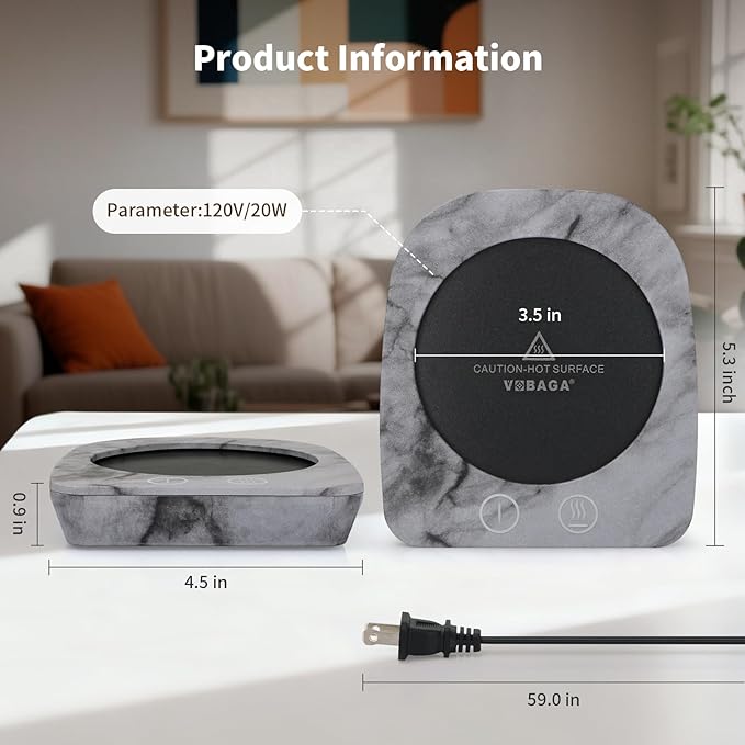 VOBAGA Mug Warmer, Coffee Cup Warmer for Desk Auto Shut Off After 4 Hours, Candle Warmer with Three-Temp Settings, Coffee Mug Warmer for Cocoa Tea Ideal Coffee Gift Birthday