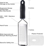 Stainless Steel Cheese Grater, Ergonomic Soft Handle Lemon Ginger Potato Zester with Plastic Cover