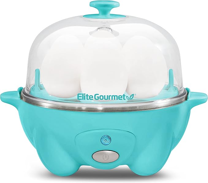 Elite Gourmet Easy Electric 7 Egg Capacity Soft, Medium, Hard-Boiled Cooker Poacher, Scrambled, Omelet Maker with Auto Shut-Off and Buzzer, BPA Free