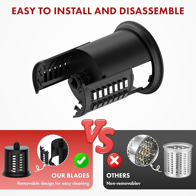 Cheese Grater Attachment for Kitchenaid Stand Mixer - with 5 Blades, Vegetable Shredder, Cheese Grater, Salad Maker, Food Slicers Chopper Grinding Powder