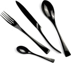 20-Piece 18/10 Stainless Steel Flatware Set Mirror Polishing Black, Serive for 4