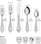 Mikasa Bravo 65-Piece Flatware Set for 12, 18/10 Stainless Steel Silverware with Full Service, Includes Forks, Knives, Spoons, and Serving Utensils