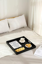 Glossy Black Sturdy Acrylic Serving Tray with Handles-24x24Inch-Serving Coffee,Appetizer,Breakfast,Butler-Kitchen Countertop Tray-Makeup Drawer Organizer-Vanity Table,Ottoman Tray-Decorative