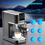 Espresso Machine 20 Bar,Touch Screen Espresso Maker with Steam Milk Frother,Stainless Steel Coffee Machine for Cappuccino Latte Americano Cold Brew,1350W Fast Heat Up System,Black