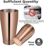 Sabary 6 Pcs Cocktail Shakers Professional Bar Shaker Boston Set Stainless Steel Martini Drink Mixer Basic Tool Weighted Shake Metal Can Cocktail Shaker Set, 18 Oz, 28 oz (Bronze)