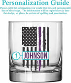 Blue Ridge Mountain Gifts - Thin Purple Line Whiskey Glass - Personalized Security Professional Glass, Security Officer Appreciation, Purple Line Merch, Custom Barware