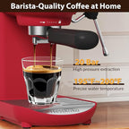 Espresso Machine with Steam Milk Frother Semi Automatic 20 Bar Compact Red with Toggle Switch for home Cafetera Espresso, Latte, Cappuccino, Americano, Macchiato