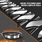10“ Hybrid Ceramic Nonstick Frying Pan, 3-Ply Stainless Steel Skillet, 2-Layer Nonstick Coating, PFAS & PTFE Free, 9H Hardness & Corrosion Resistance, Dishwasher Safe, Induction Compatible