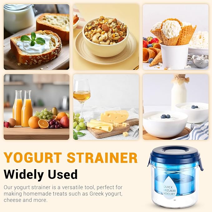 Plastic Yogurt Strainer, 450 ML Small Yogurt Maker with 3 Fine Mesh Strainer Bags, Press Yogurt Filter for Cheese Milk Cuisine Home Making Drain Gadget (1)