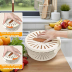 2 in 1 Draining and Preservation Basket,1QT(1000ML) Multipurpose Drain Basket with Lid & Foldable Handle,Fruit Strainer Container for Fridge Freshness,Outdoor Picnics