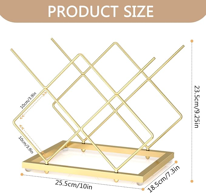 Urban Deco Gold Wine Rack Small Countertop for Cabinets – 5 Wine Holder Countertop Stylish and Compact Small Wine Racks