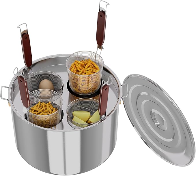 Pasta Pot With Strainer Basket,Large 4 Holes Pasta Pot with Insert for Cooking, Pot With Strainer Lid Stainless Steel for Home Kitchen