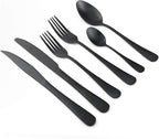 24-Piece Stainless Steel Flatware Set, Matte Black Finish, Service for 4