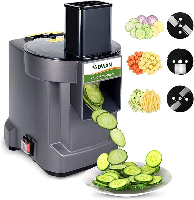 3 in 1 Commercial Vegetable Dicer Chopper,Multifunctional Food Processor, Electric Potato Cutter Automatic Onion Slicer& Shredder with 3 Blades