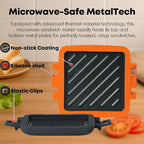 Microwave Toastie Sandwich Maker, Snack Maker & Panini Press, Removable Non-Stick Plates Silicone Microwavable Cookware, Heatwave Technology, Orange