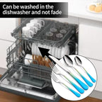 20-Pieces Color Silverware Sets for 4,Blue and Yellow Handle Stainless Steel Cutlery Set, Include Forks Spoons and Knives Set, Dishwasher Safe Utensil Sets for Home Restaurant