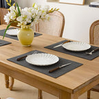 Placemats Set of 8, Bilayer Thickened Linen Place Mats Heat Resistant Machine Washable Wrinkle Free Carefully Selected Polyester Mats for Kitchen/Dining/Coffee Table (Charcoal Grey)