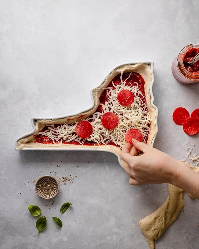 New York Shaped Baking Dish, Serving Platter or Decorative Tray Charming Porcelain Bakeware Oven Microwave and Dishwasher Safe