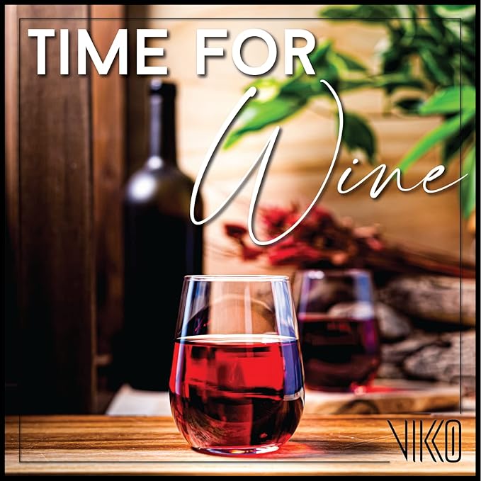 Vikko 12.25 Ounce Stemless Wine Glasses | – Dishwasher Safe – For Parties, Weddings, and Everyday – Great Gift Idea – Set of Six Stemless Wine Glass Tumblers