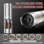 [Upgraded Larger Capacity] Electric Salt and Pepper Grinder Set with USB Charging Base, 95ml Large Capacity, Adjustable Coarseness,Stainless Steel Automatic Pepper Mill with One-Hand Operation, 1 Pack