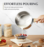 KOCH SYSTEME CS Stainless Steel Saucepan, Durable 1QT Stainless Steel Pot with Triple-Layer Base, Sauce Pan with Lid & Stay-Cool Handle, Small Pot 1 Quart, Induction Compatible