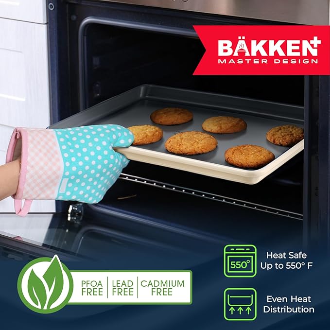 BAKKENMASTER Square Cake Pan - Aluminized Steel, Ceramic Non-Stick Coating, Non-Toxic, Ideal Size, Heavy-Duty, Elevate Your Baking with Durability and Style!