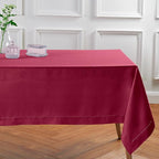 Solino Home Beet Linen Tablecloth 60 x 90 Inch - 100% Pure Linen Hemstitch Table Cloth for Rectangle Tables - Classic Hemstitch, Machine Washable Tablecloth for Summer, Fall, Autumn