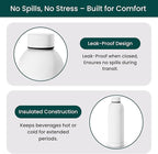 NOBL Stainless Steel Water Bottle,17 oz, 500 ml, Double Wall Vacuum Insulation, Sealed Bottle Keeps Drinks Cold 24 Hrs & Hot 12 Hrs, Leak Proof, Fits Noble Carry-On Cup Holder - White