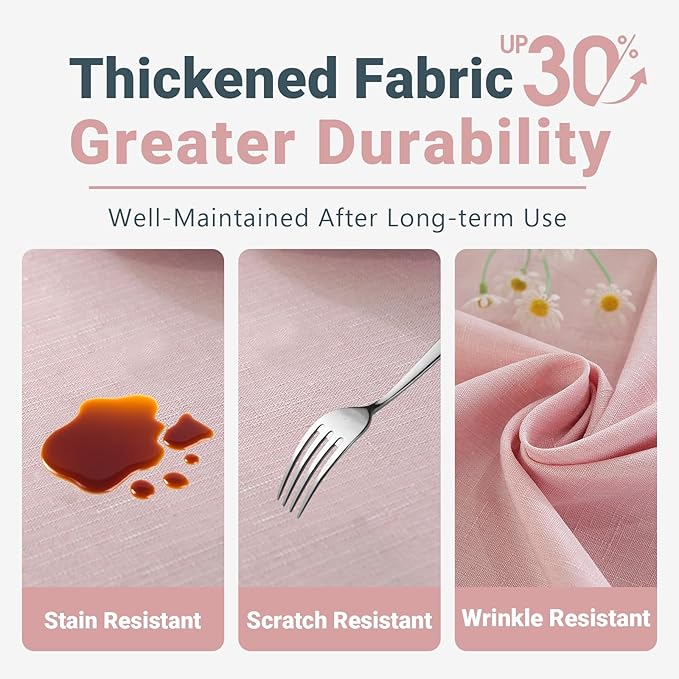 Laolitou Table Cloth Rectangle Linen Waterproof Textured Light Pink Tablecloth, Washable Wrinkle Free Spill Proof Fabric Tablecloths for Dining Table Farmhouse Kitchen Holiday, 60x120 Inch