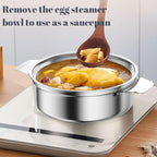 Egg Poacher Pan, Poached Egg Pan Stainless Steel Egg Pan with 4 Cups Egg Cooker Poached Egg Maker for Kitchen (without coating,with Oil Brush and Spatula)