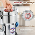 Moongiantgo Grain Mill Grinder Electric 800g High Speed Stainless Steel Grinder Pulverizer Commercial Motor with Overload Protector Grinding Machine for Dry Spice Cereals Coffee Corn Rice Pepper