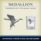 Heritage Pewter Pintail Duck Square Shot Glass | Hand-Sculpted 1.5 Ounce Shot Glass | Intricately Crafted Metal Pewter Inlay