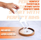 6 Pcs Margarita Salt Rimmer Set Glass Rimmer with Lid Home Bar Accessories Plate for Sugar Drinks Cocktails Bartender Tool Kit Party Restaurant, 5.9" Diameter (Acacia Wood)