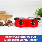 Total Chef Double Pot Chocolate Melter - Electric Candy Melting Hot Fondue Pot With 100+ Accessories, Serving 2 cup Dark & White Melted Chocolate For Dipping Party Desserts, 17.6 oz (500 g) Capacity