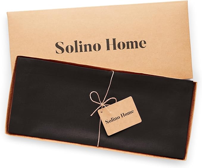 Solino Home Black Table Runner 90 Inches Long - Dru Cotton Linen Dining Table Runner 14 x 90 Inch for Summer, Halloween - Handcrafted and Machine Washable