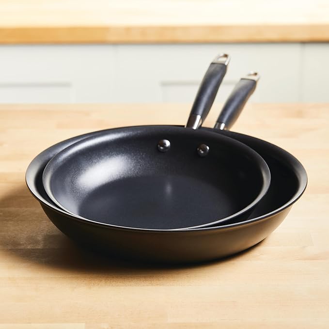 Anolon Advanced Home Hard-Anodized Nonstick Skillets (2 Piece Set- 10.25-Inch & 12.75-Inch, Onyx)