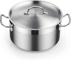 Cooks Standard 6-Quart Stock Pot with Lid, Professional 18/10 Stainless Steel Stockpot Dutch Oven Casserole Cooking Pot, Ollas de Cocina, Compatible with All Stovetops, Silver