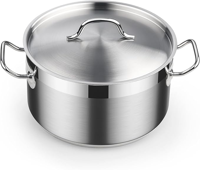 Cooks Standard 6-Quart Stock Pot with Lid, Professional 18/10 Stainless Steel Stockpot Dutch Oven Casserole Cooking Pot, Ollas de Cocina, Compatible with All Stovetops, Silver