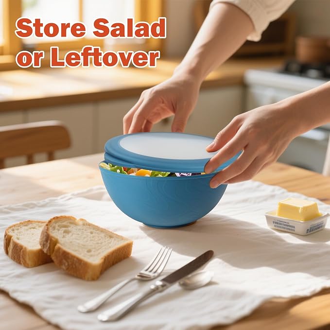 40oz wheat straw bowls with lids set of 4,cereal bowls with covers anti-leaking,unbreakable salad container for lunch, dishwasher safe bowl sets for kitchen. Vibrant Series