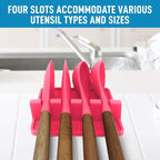 Zulay Kitchen Silicone Utensil Rest with Drip Pad for Multiple Utensils - BPA-Free, Heat-Resistant Spoon Rest & Spoon Holder for Stove Top - Kitchen Utensil Holder for Ladles & Tongs - Honeysuckle