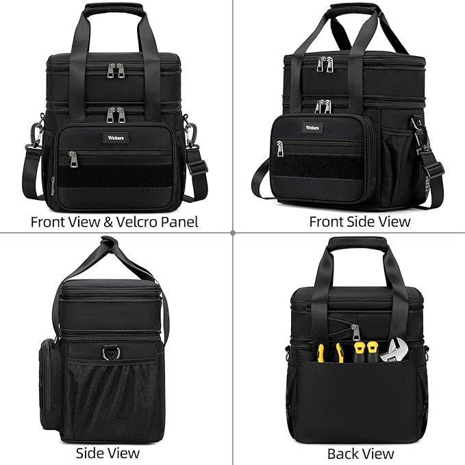 Weitars Lunch Box for Men Women Dual Compartment Lunch Box Heavy Duty Large Insulated Tactical Lunch Bag Durable Cooler Bag With Shoulder Strap for Adults Work Picnic Road Trip