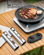 CIRCLE JOY Rechargeable Electric Salt and Pepper Grinder Set, 2-speed Stainless Steel Automatic Pepper Mill Grinder w/Charging Base, Adjustable Coarseness, LED Light, 110ml Large Capacity Top Fill