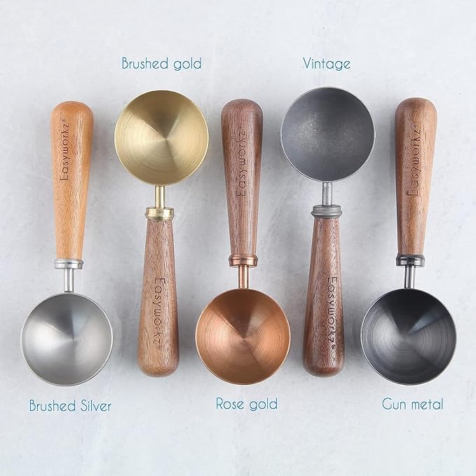 Easyworkz Retro Stainless Steel Coffee Spoon With Black Walnut Handle,10g - Measuring Spoon (Gunmetal)