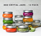 Mason Jars, 8 OZ, Wide Mouth, 12 Pack with Lids and Bands, Glass Canning Jars for Canning, Pickling, Preserving, Jam, Honey, Wedding Favors, Shower Favors (12 Pack, Clear)